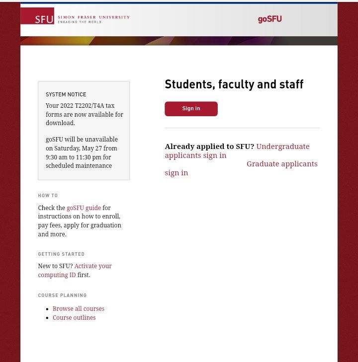 Simon Fraser University students Portal login - Seekersnewsgh.com