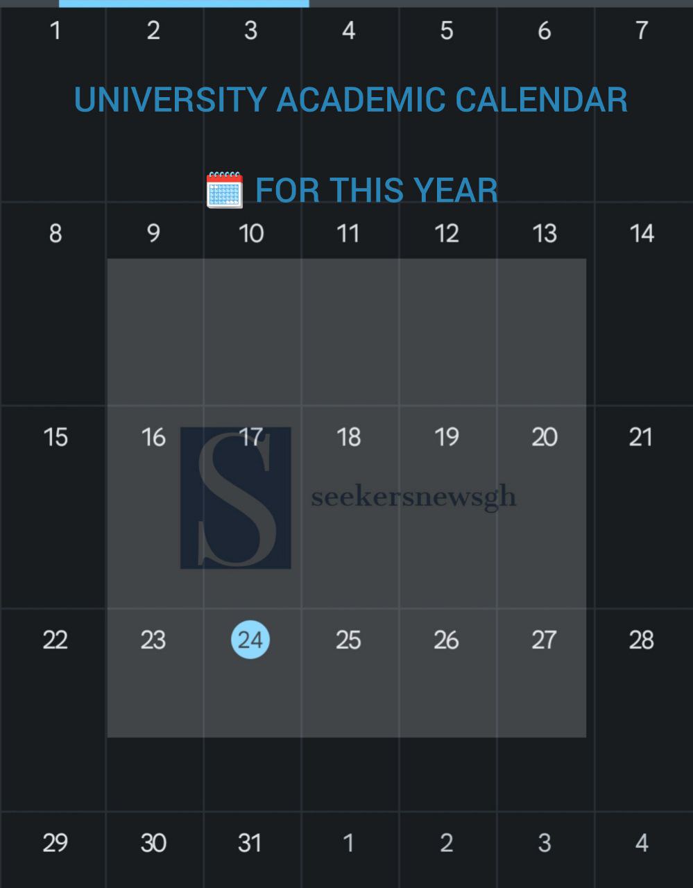University of Cape Coast UCC Academic Calendar 2024