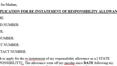 GES Re-Instatement of Responsibility Allowance Sample Letter - Word / PDF Download 