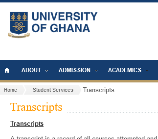 How to Apply for Transcript and English Proficiency from UG Online - University of Ghana