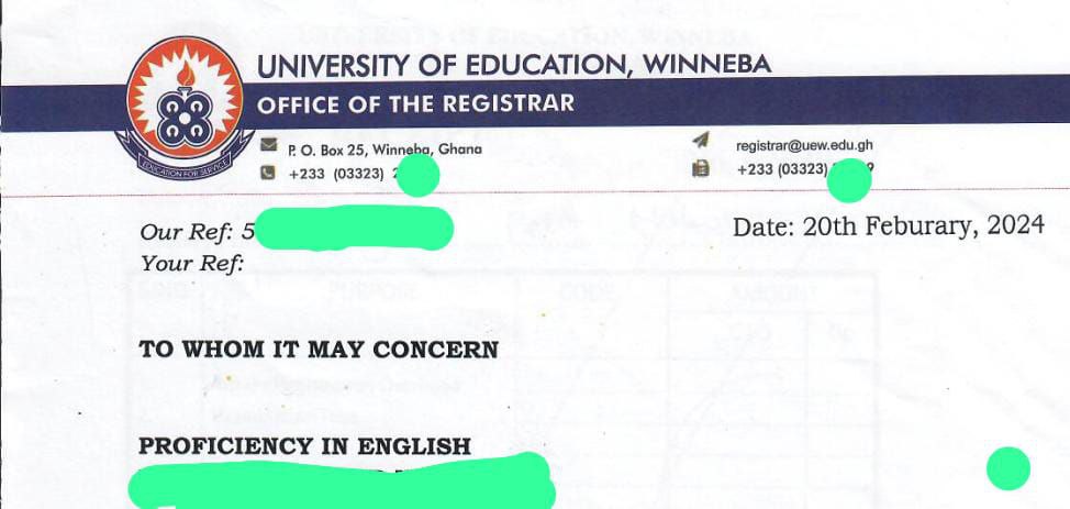 How to Apply for UEW Transcropt and English Proficieny