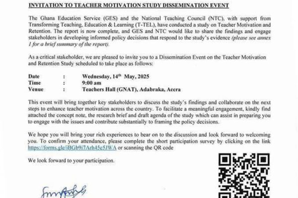Ghana’s Teacher Motivation and Retention Study Findings to Be Unveiled